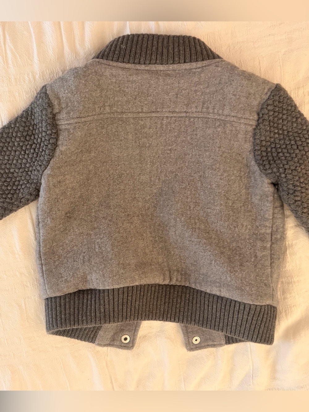 Gucci Baby Gray Wool Knit Sleeve Varsity Jacket 18/24M Made Italy - Picture 6 of 6